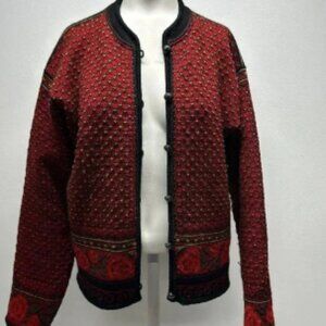 Dale of Norway Cardigan Nordic Rose Knit Sweater Pure Wool Vintage Womens Medium